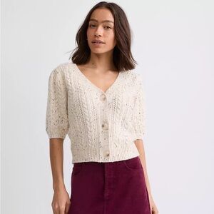 LOFT Cream Puff Sleeve Cardigan